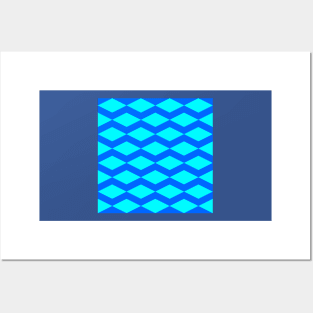 teal and blue diamond abstract ocean design Posters and Art